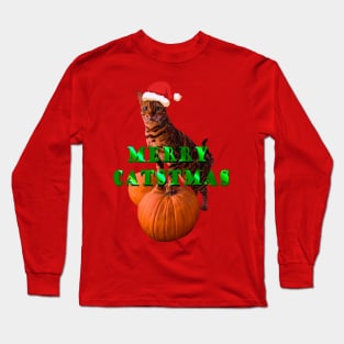 merry christmas with cat Long Sleeve T-Shirt